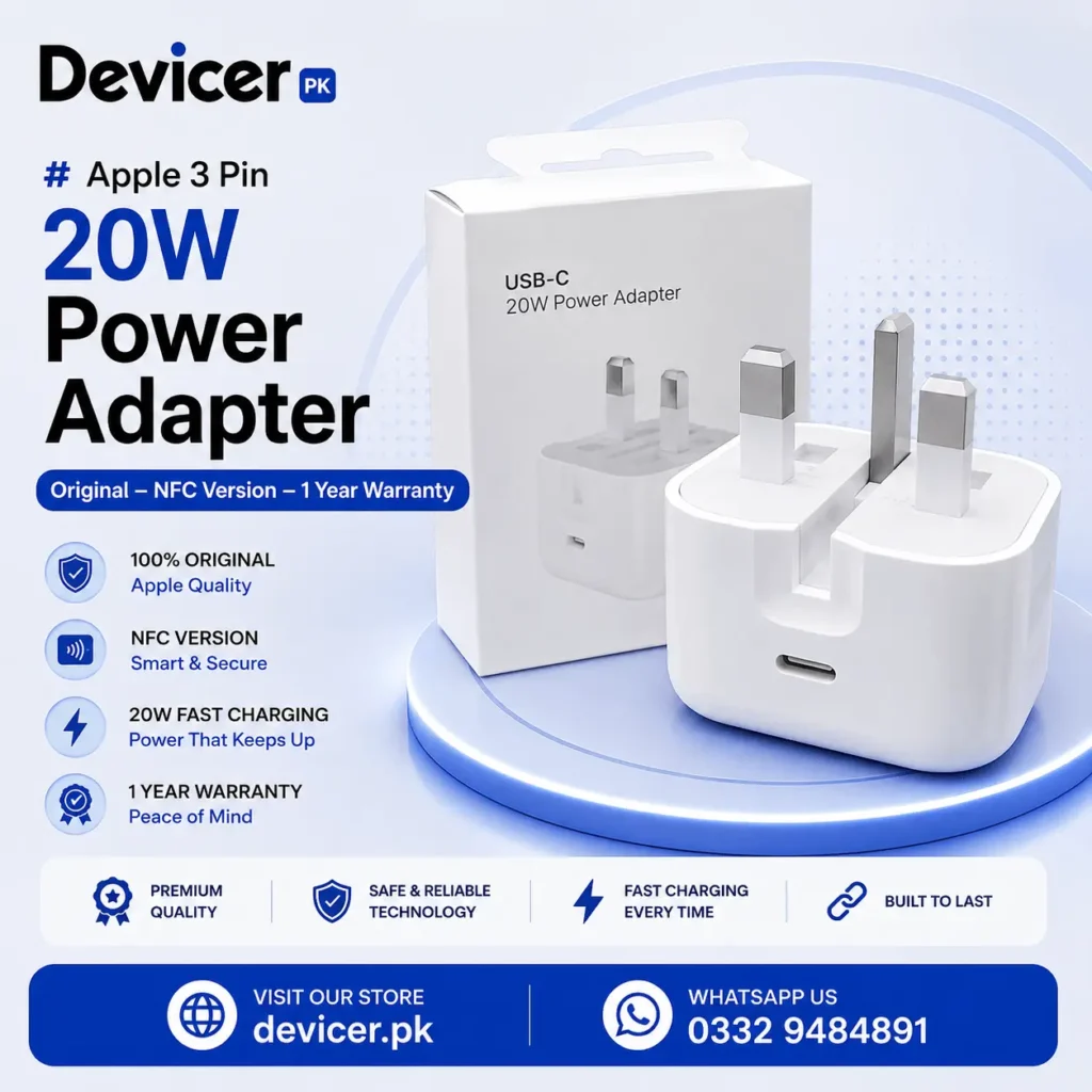 Apple 3 Pin 20W Power Adapter - Original - NFC Version - 1 Year Warranty