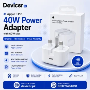 Apple 3 Pin 40W Power Adapter with 60W Max - Original - NFC Version - 1 Year Warranty - Image 1
