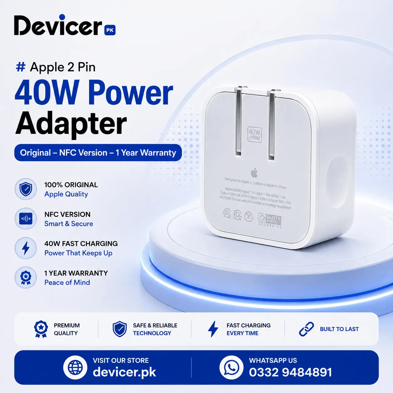 Travel Charge Kit — 40W 2-Pin Adapter + 60W Type-C Cable - Image 2